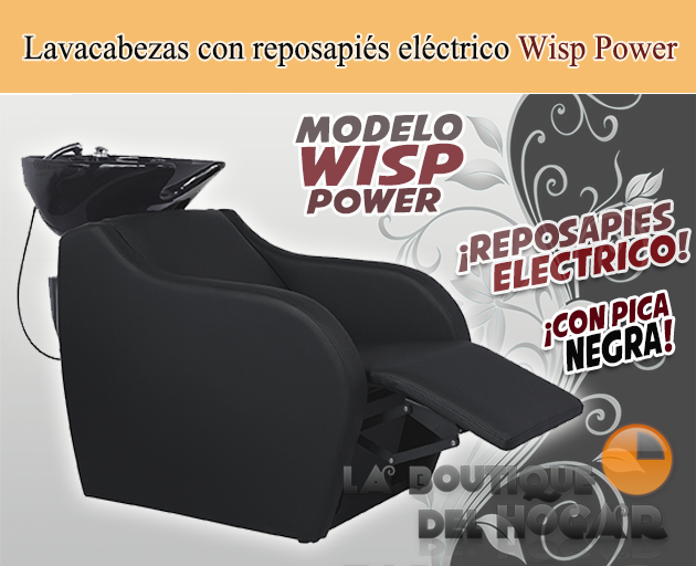 Lavacabezas con pica negra y respaldo ergonómico Modelo Wisp Power Negro