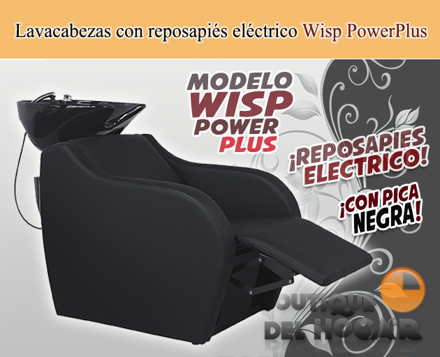 Lavacabezas con pica negra y respaldo ergonómico Modelo Wisp PowerPlus Negro