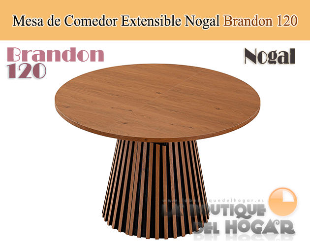 Mesa de comedor Redonda extensible con patas en forma de cono y tablero Nordish Modelo Kenia 120