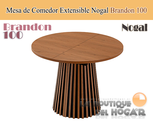 Mesa de comedor Redonda extensible con patas en forma de cono y tablero Nordish Modelo Kenia 120