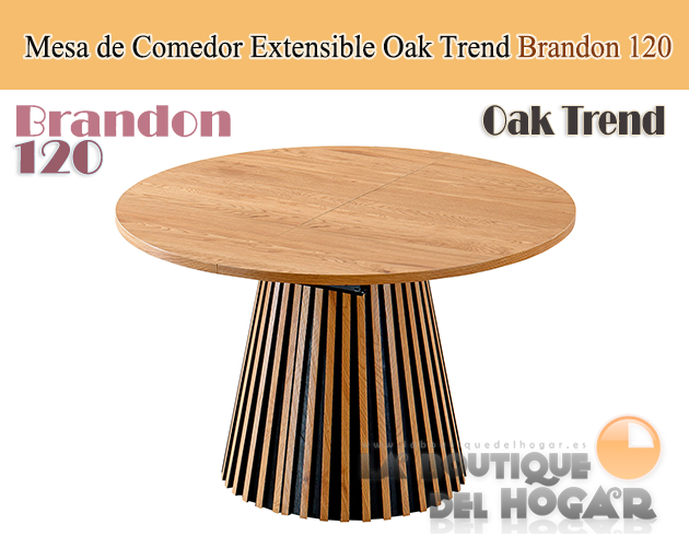 Mesa de comedor Redonda extensible con patas en forma de cono y tablero Nordish Modelo Kenia 120