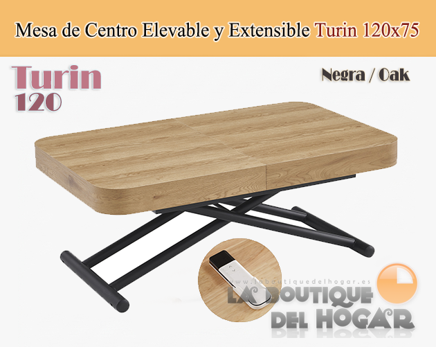 Mesa de centro elevable y extensible Turín