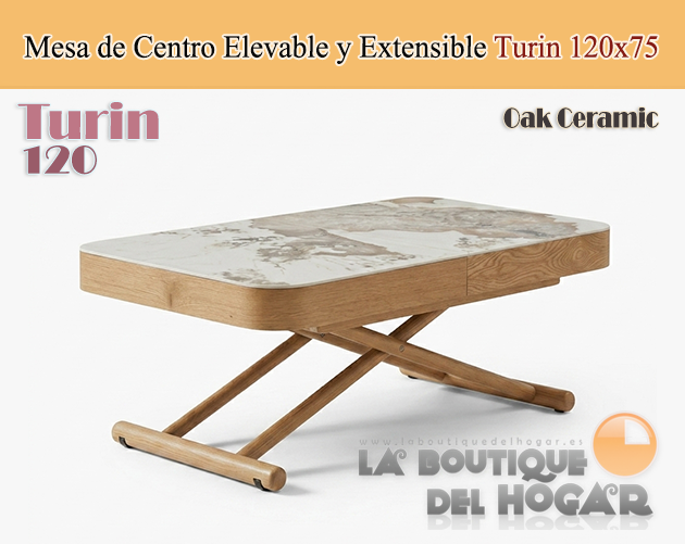 Mesa de centro elevable y extensible Turín