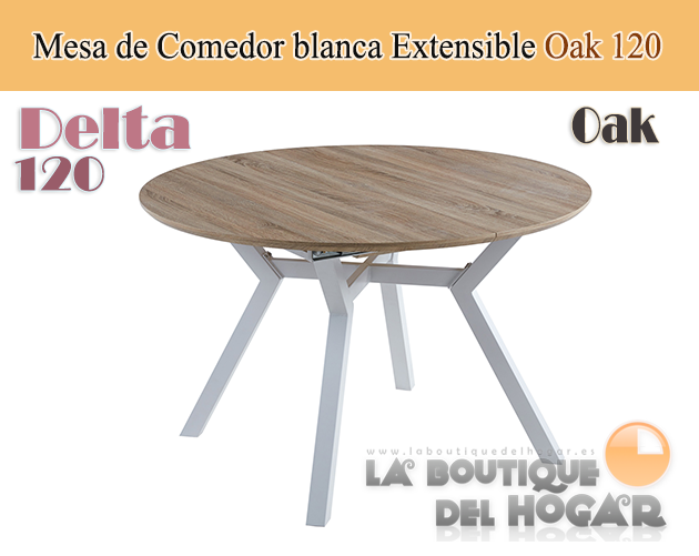 Mesa de comedor extensible negra con patas metálicas y tablero de Roble Nordish Modelo Delta