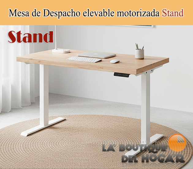 Mesa de comedor fija blanca con patas metálicas y tablero de Roble Modelo Stand