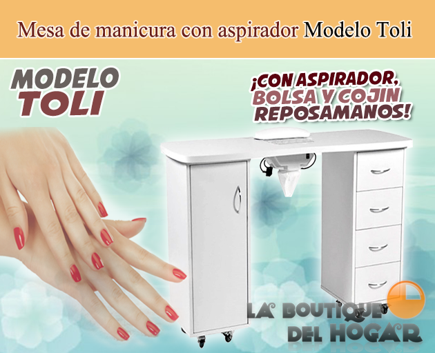 Mesa de manicura con aspirador, bolsa y cojín reposamanos Modelo Toli