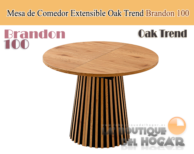 Mesa de comedor Redonda extensible con patas en forma de cono y tablero Nordish Modelo Kenia 120