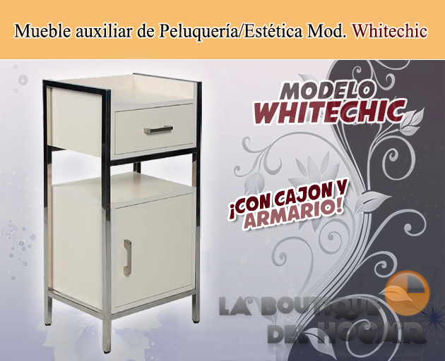 Carrito de peluquería y estética con cajón y armario Modelo Whitechic