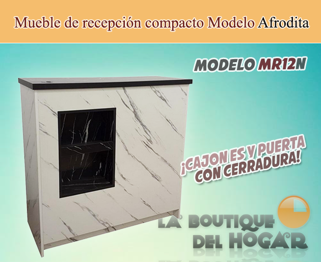 Mueble de recepción con puerta y cajones Afrodita Modelo MR12N - color blanco