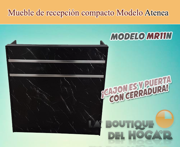Mueble de recepción con puerta y cajones Mediana Ceres Modelo MR07N - color negro