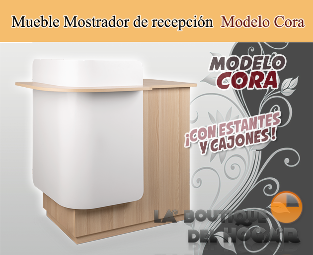 Mueble Mostrador de recepción con cajón y estantes Modelo Cora