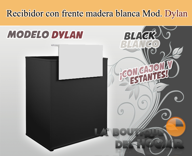 Mueble de recepción con cajón y frente madera blanca Modelo Dylan