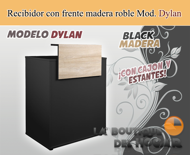 Mueble de recepción con cajón y frente madera de roble Modelo Dylan