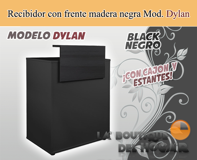 Mueble de recepción con cajón y frente madera negra Modelo Dylan