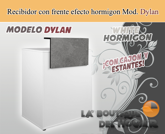 Mueble de recepción con cajón y frente efecto hormigón Modelo Dylan