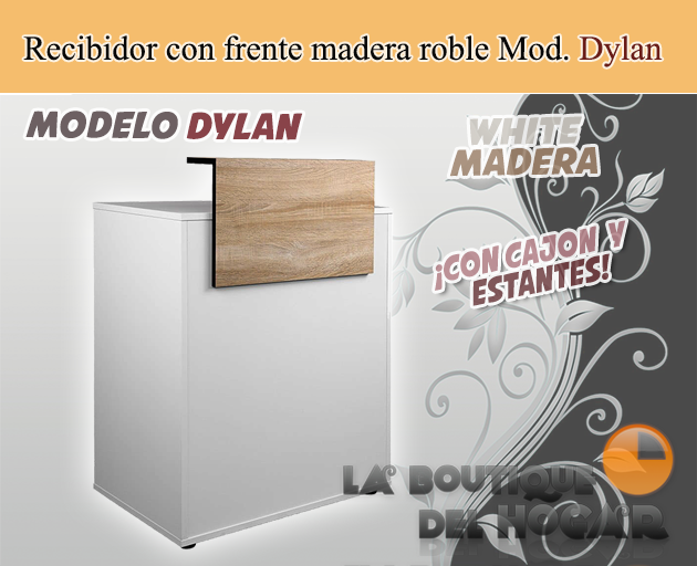 Mueble de recepción con cajón y frente madera de roble Modelo Dylan