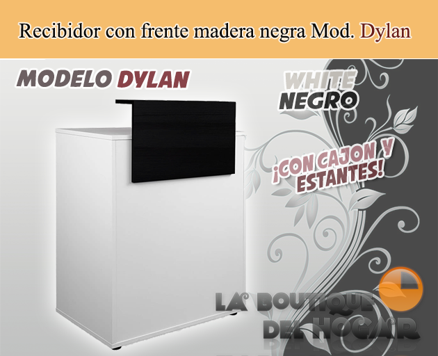 Mueble de recepción con cajón y frente madera negra Modelo Dylan