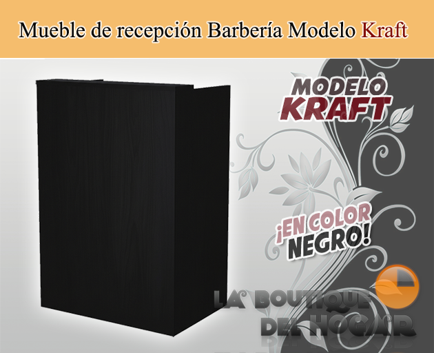 Mueble de recepción de madera con puertas y estantes Modelo Kraft