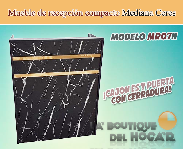 Mueble de recepción con puerta y cajones Mediana Ceres Modelo MR07N - color negro