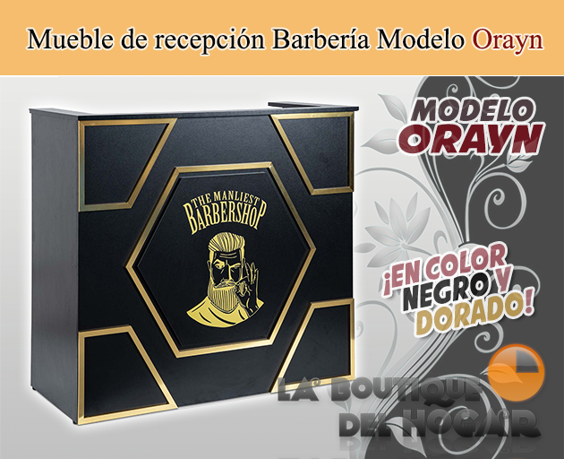 Mueble de recepción de madera con puertas y estantes Modelo Orayn