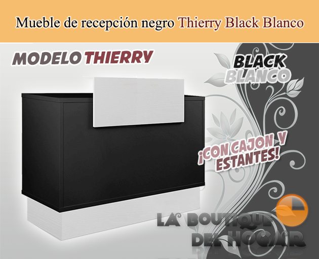 Mueble de recepción con frontal y base efecto madera roble Modelo Thierry Black madera