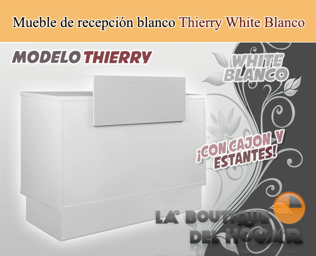 Mueble de recepción con frontal y base efecto madera blanca Modelo Thierry White madera