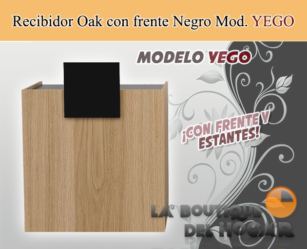 Mueble De Recepción Oak Con Estantes Y Frente Negro Modelo YEGO