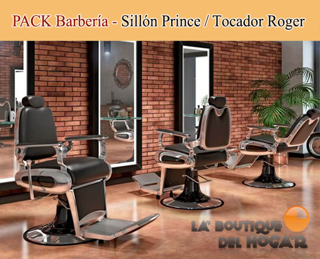 Pack - Sillón Barbería Prince / Tocador LED Roger Black