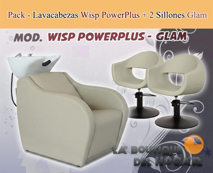 Pack - 1 Lavacabezas Con Pica Blanca Onda Negro + 2 Sillones De Corte Glam Negros