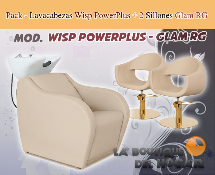 Pack - 1 Lavacabezas Con Pica Blanca Onda Negro + 2 Sillones De Corte Glam Negros