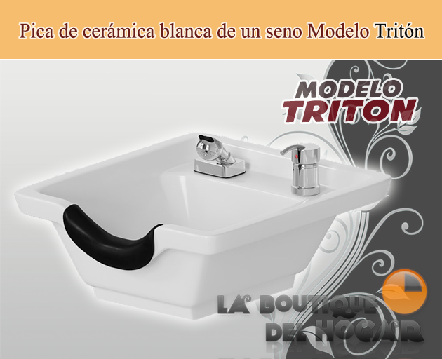 Pica de cerámica de un seno para tocador de barbero Modelo Tritón - color blanco