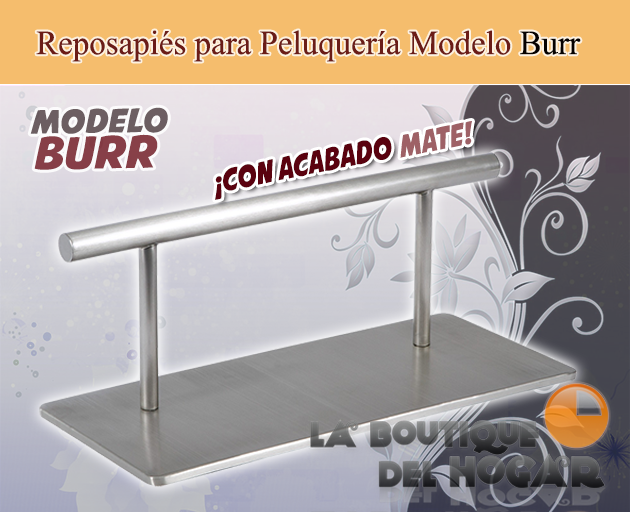 Reposapiés de Peluquería de acero inoxidable mate con forma cuadrada Modelo Burr