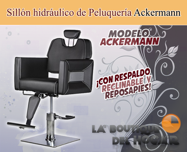 Sillón de Peluquería hidráulico con reposapiés metálico Modelo Ackermann