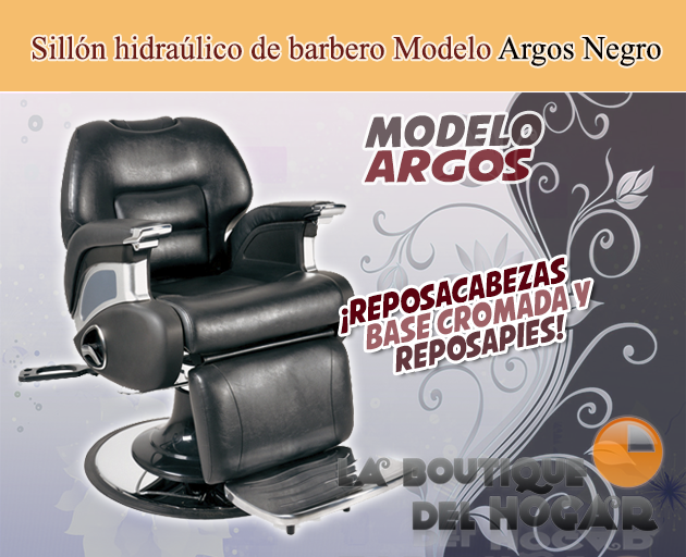 Sillón Barbero hidráulico reclinable y giratorio con reposabrazos Modelo Tritón S76N