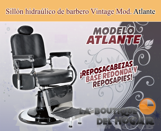 Sillón Barbero hidráulico reclinable y giratorio con reposabrazos Modelo Tritón S76N