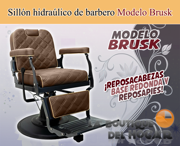 Sillón Barbero hidráulico reclinable y giratorio con reposabrazos Modelo Brusk