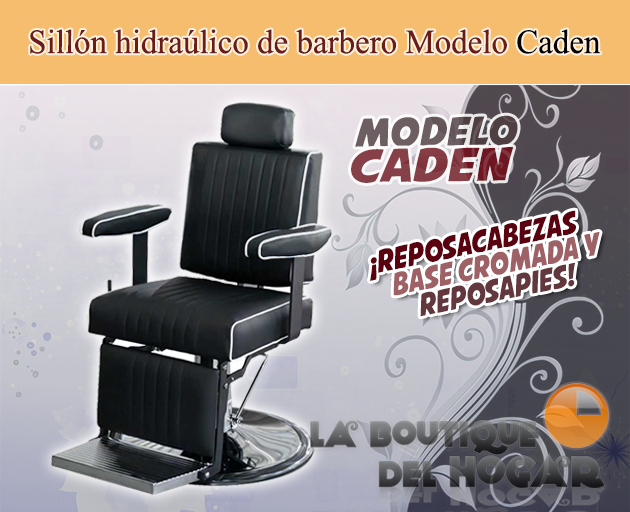 Sillón Barbero hidráulico reclinable y giratorio con reposabrazos Modelo Caden