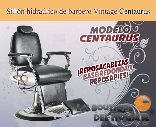 Sillón Barbero hidráulico reclinable y giratorio con reposabrazos Modelo Tritón S76N