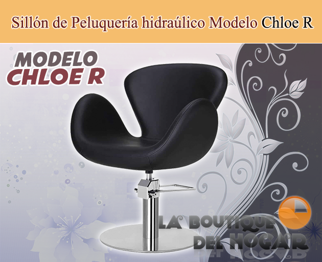 Sillón hidráulico de Peluquería con reposabrazos Modelo Chloe R color negro