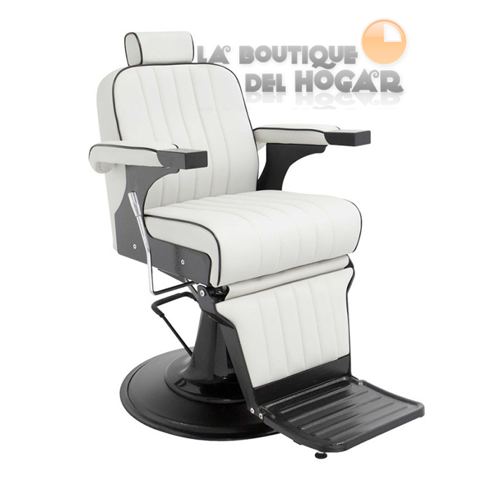 Sillón Barbero hidráulico reclinable y giratorio con reposabrazos Modelo Corinto Blanco