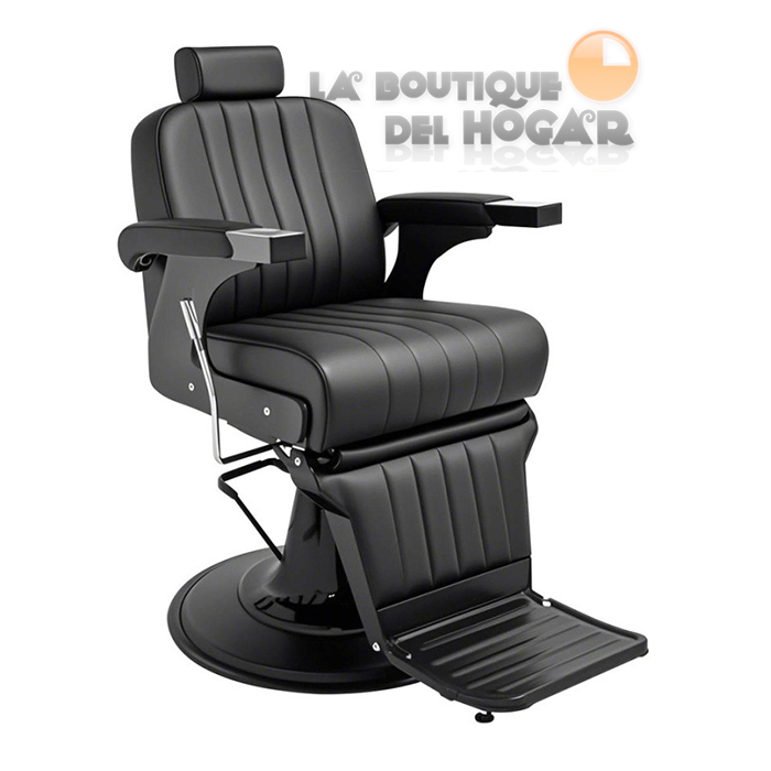 Sillón Barbero hidráulico reclinable y giratorio con reposabrazos Modelo Corinto Negro
