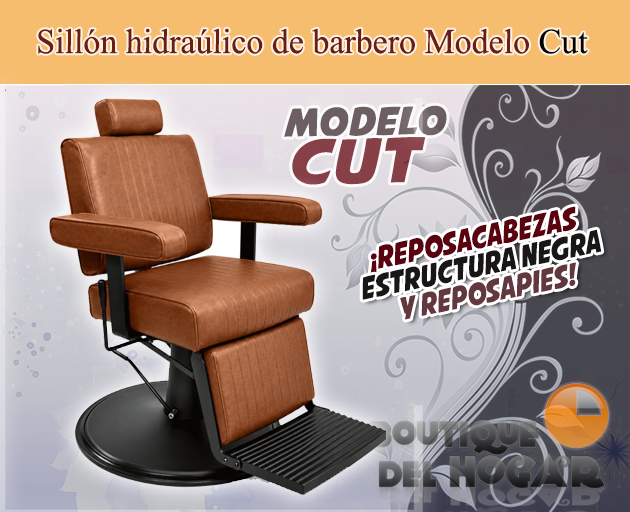 Sillón Barbero hidráulico reclinable y giratorio con reposabrazos Modelo Cut