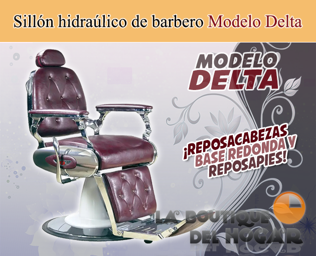 Sillón Barbero hidráulico reclinable y giratorio con reposabrazos Modelo Delta