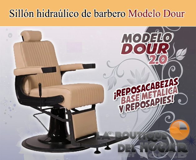 Sillón Barbero hidráulico reclinable y giratorio con reposabrazos Modelo Dour