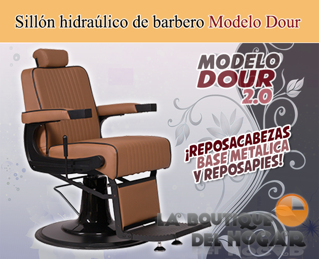 Sillón Barbero hidráulico reclinable y giratorio con reposabrazos Modelo Dour