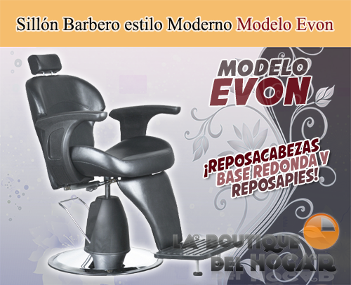Sillón Barbero hidráulico reclinable y giratorio con reposabrazos Modelo Evon