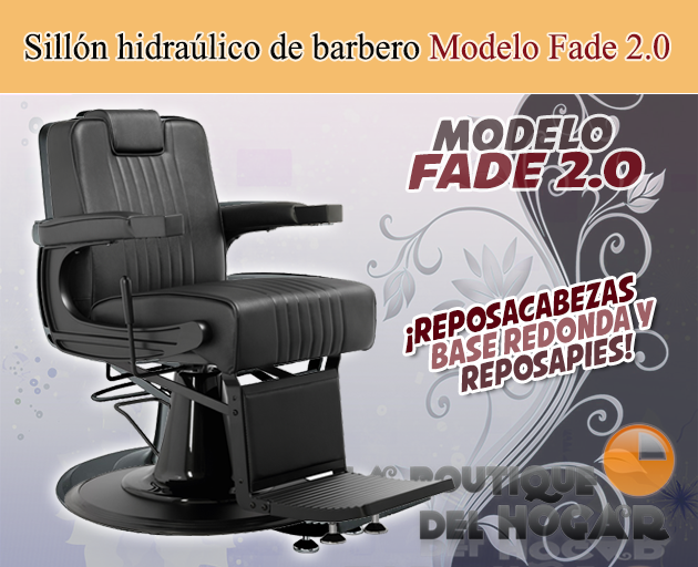 Sillón Barbero hidráulico reclinable y giratorio con reposabrazos Modelo Fade