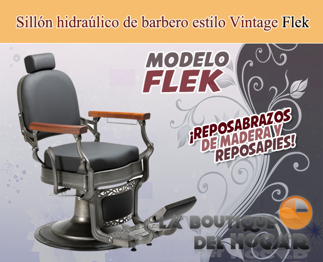Sillón Barbero hidráulico reclinable y giratorio con reposabrazos Modelo Flek