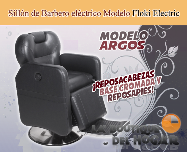 Sillón Barbero Electrico reclinable y giratorio con reposabrazos Modelo Floki