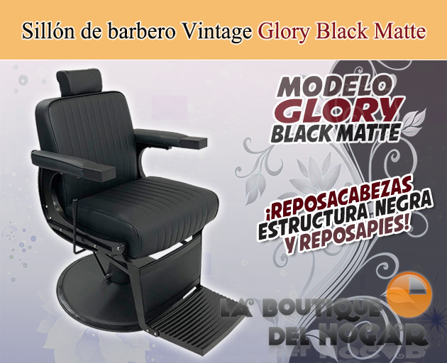Sillón Barbero hidráulico reclinable y giratorio con reposabrazos Modelo Glory